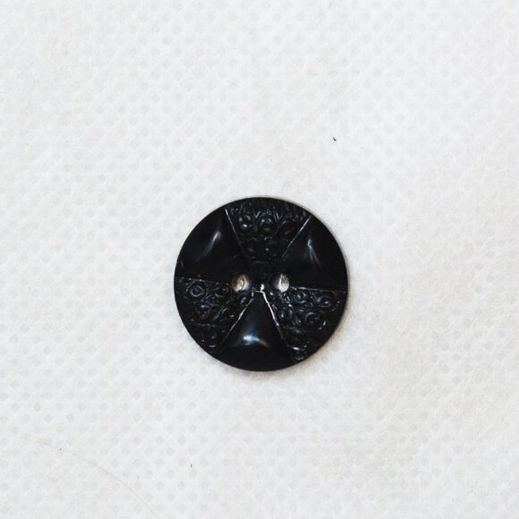 Black Geometric Art Deco Button Pin - Picture 3 of 5